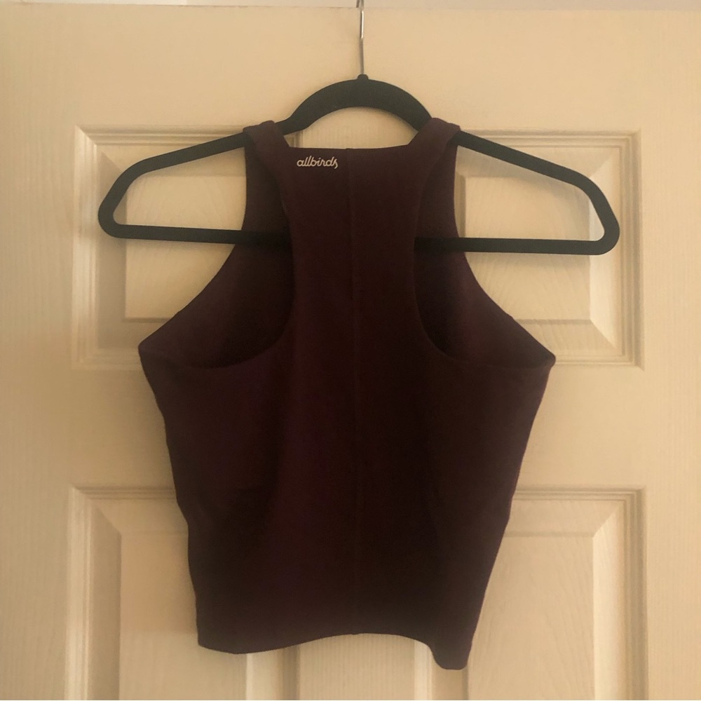 NWOT Allbirds Women's Natural Run Form Tank Maroon Wine Red Long Crop Active - Picture 7 of 8